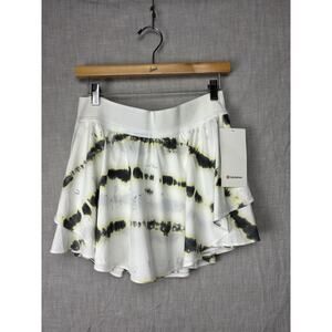 New $88 Lululemon Court Rival HR Skirt Sizes 10 TVYM White Printed